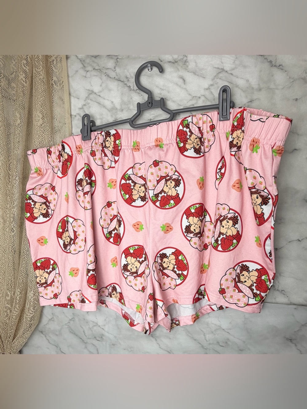 Strawberry Shortcake 2X Pink Sleep Shorts Women's Plus Size Lounge Pajama Shorts